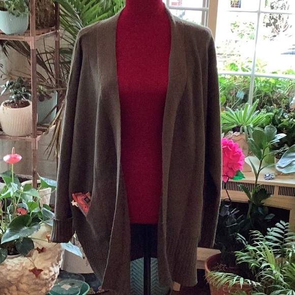 Size XXL OLIVE GREEN CARDIGAN SWEATER WITH TWO FRONT POCKETS ! - Picture 10 of 10